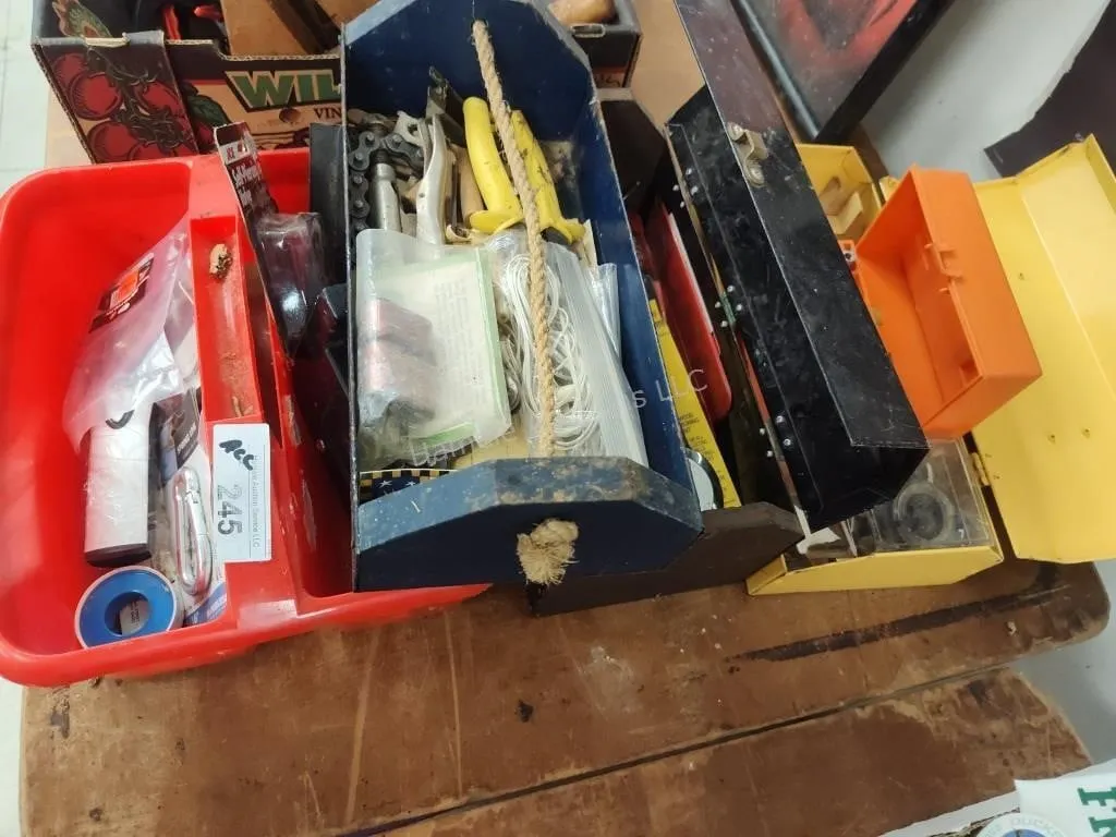 4 boxes misc tools and hardware
