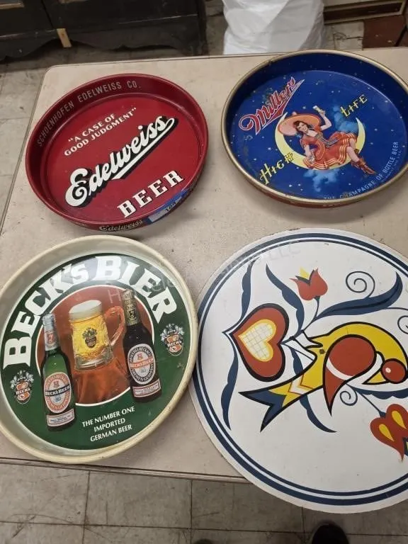 Serving trays and sign