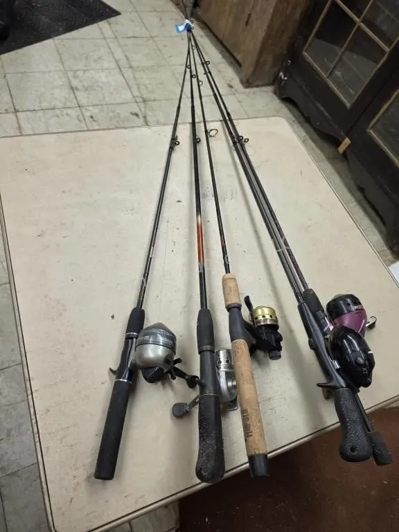 5 assorted rod and reels