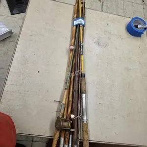 Cane poles and 1 ice fishing poles with reel