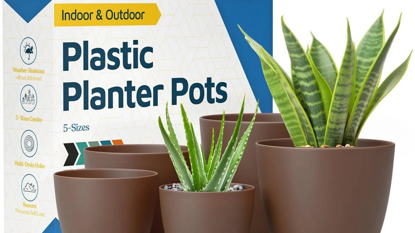 Lifemaster Standing Planter Pots 5pk Brown