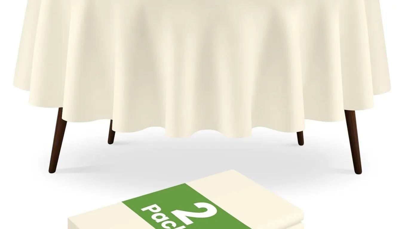 Likajon 84 Inch Round Plastic Tablecloth 2pk