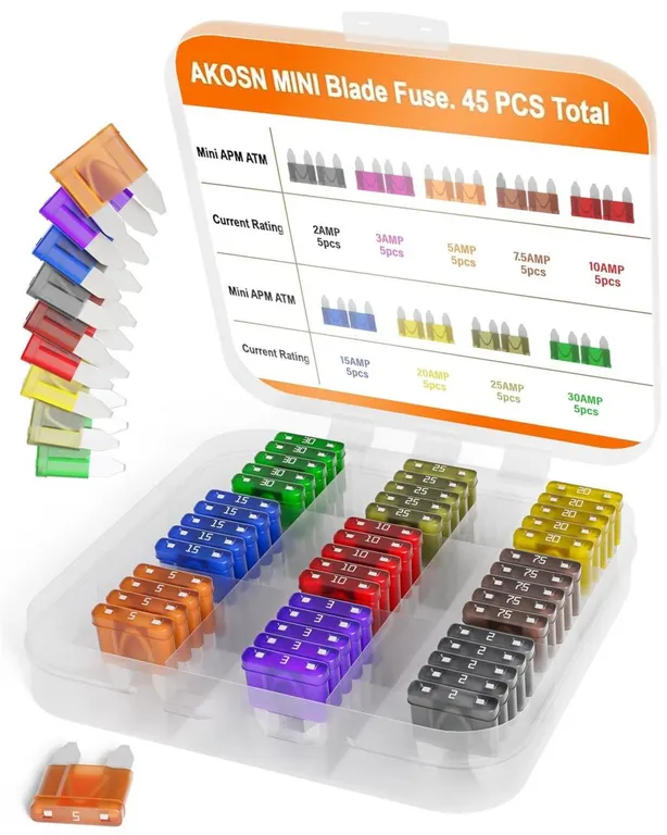 AKOSN Mini Blade Car Fuse Assortment Kit 45ct
