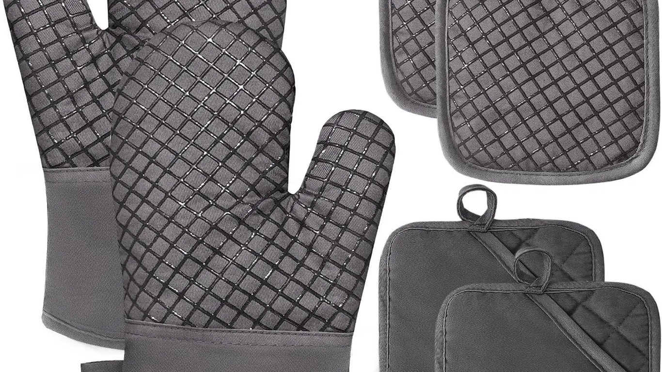 Jizvxe Oven Mitts and Pot Holders Gray 4pk