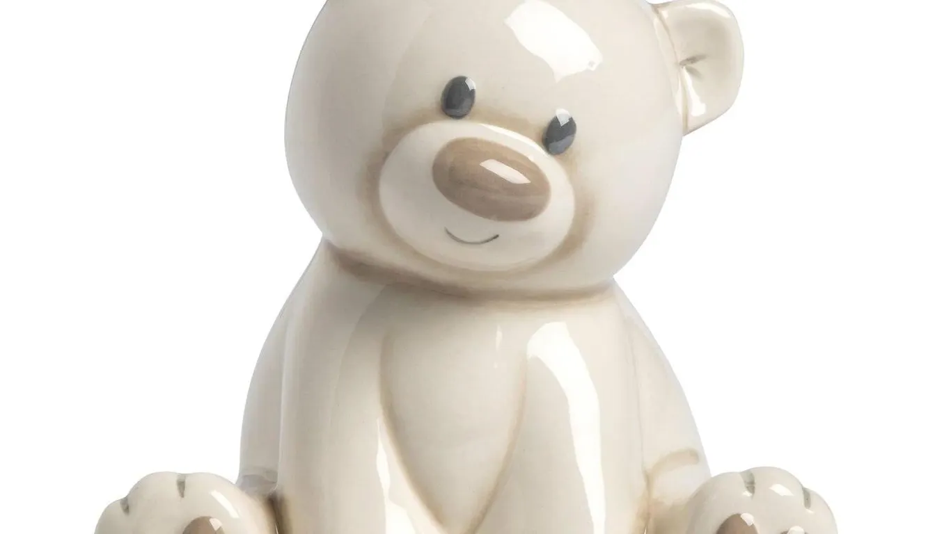 Demdaco Teddy Bear Ceramic Piggy Bank 7x5.5 Inch