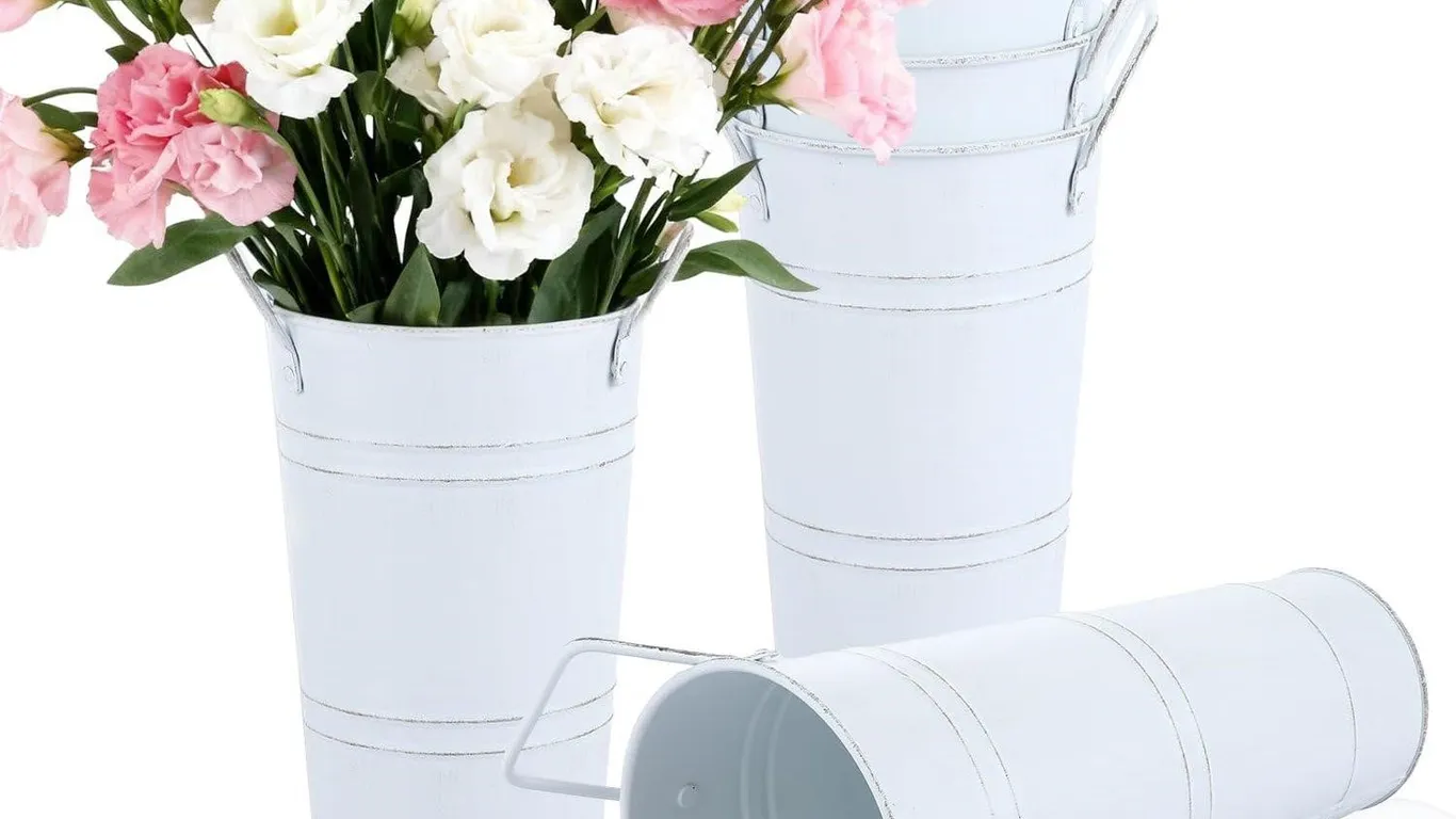 Mivide Galvanized Flower Bar Buckets 9in 6pk