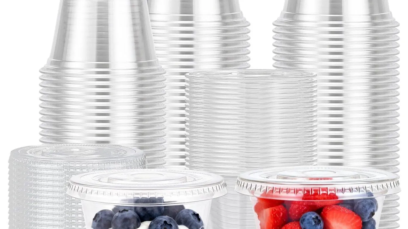 Lamosi 9 oz Plastic Cups With Lids 50ct