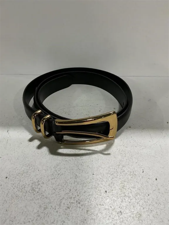 Madewell NY203 Black Leather Belt Gold Tone Buckle