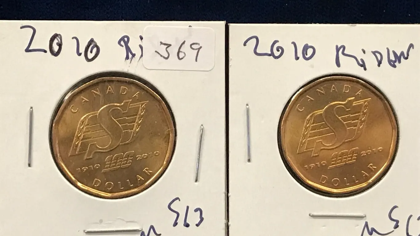 two 2010 Roughrider Loonies uncirculated, 1 money
