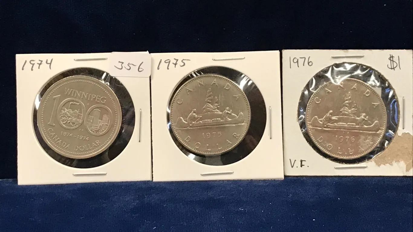 1974, 75, 76 Canadian Dollar Coins