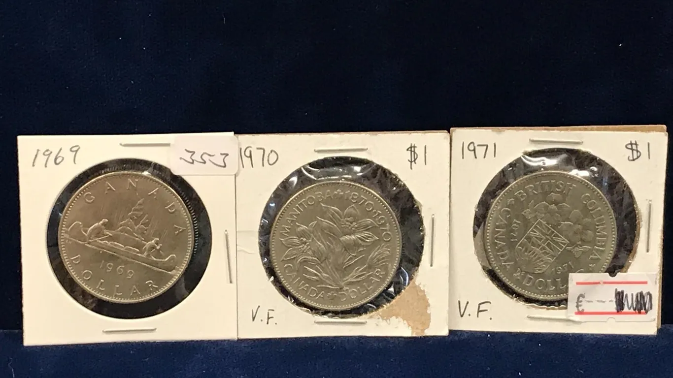 1969, 70, 71 Canadian Dollar Coins