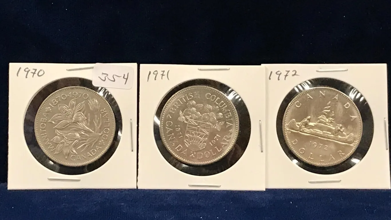 1970, 71, 72 Canadian Dollar Coins