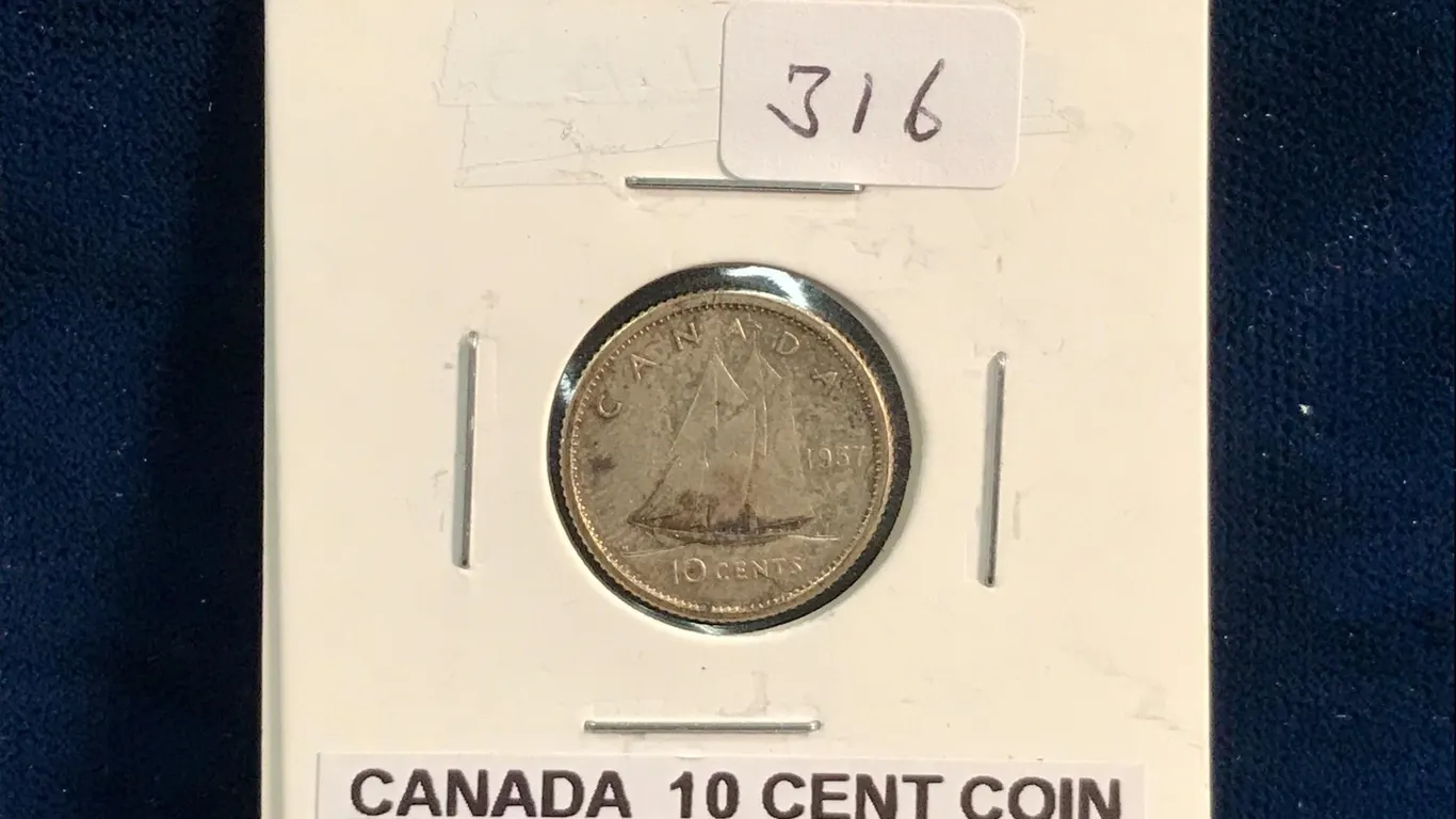 1957 Canadian Silver 10 Cent Piece