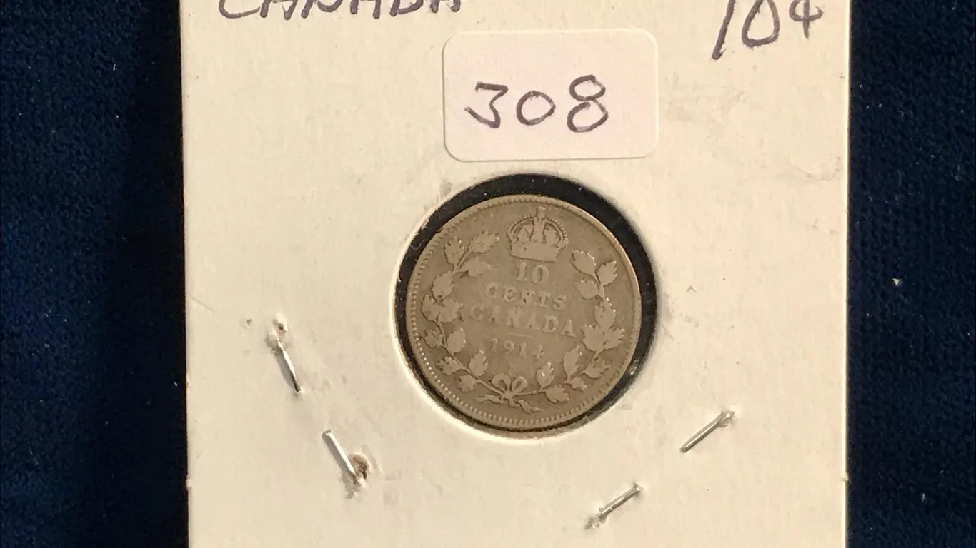 1914 Canadian Silver 10 Cent Piece