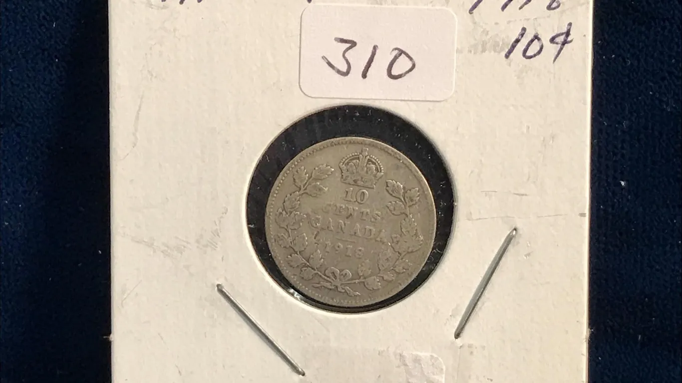 1918 Canadian Silver 10 Cent Piece