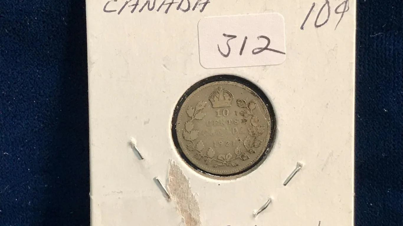 1921 Canadian Silver 10 Cent Piece