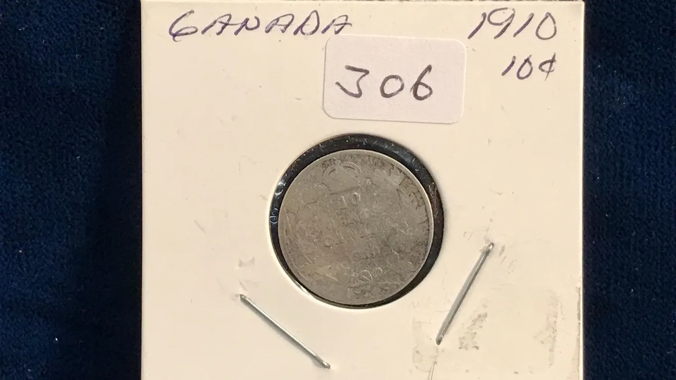 1910 Canadian Silver 10 Cent Piece