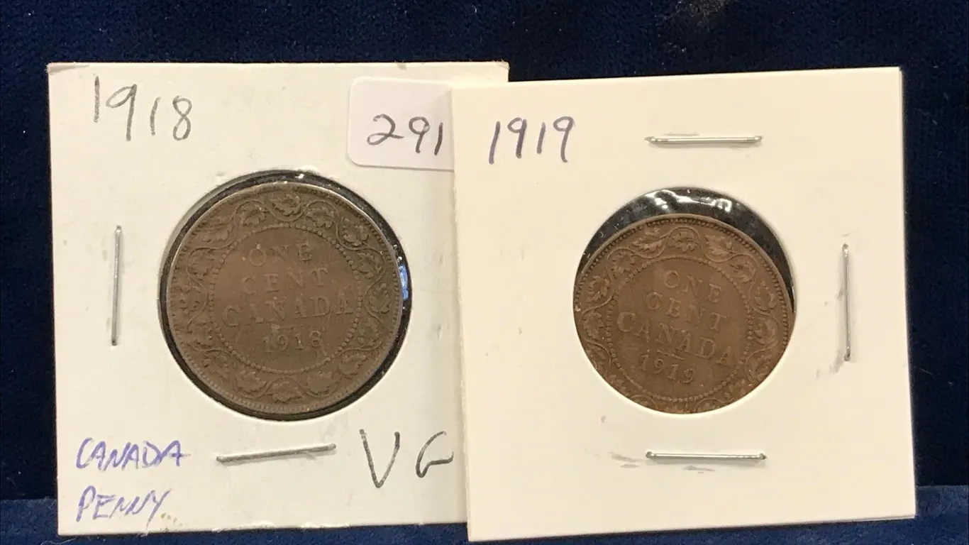 1918 & 1919 Canadian Large Pennies