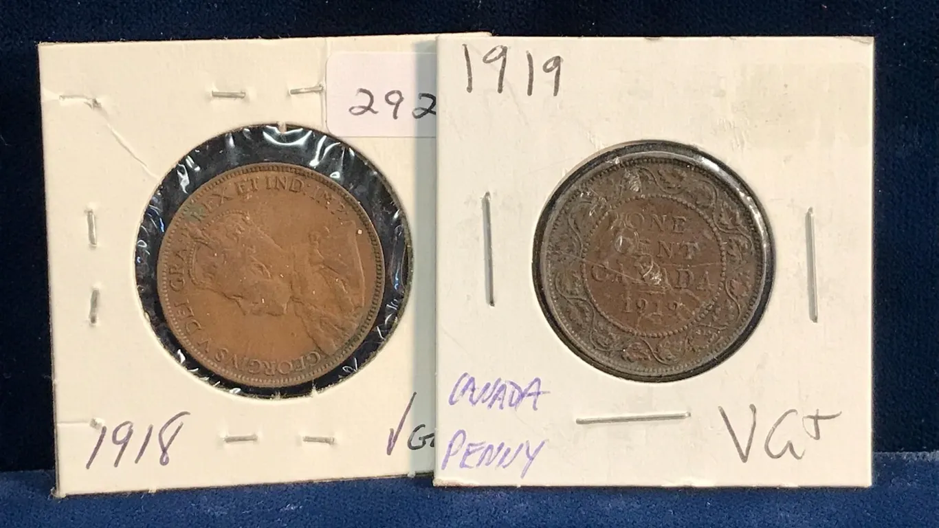 1918 & 1919 Canadian Large Pennies