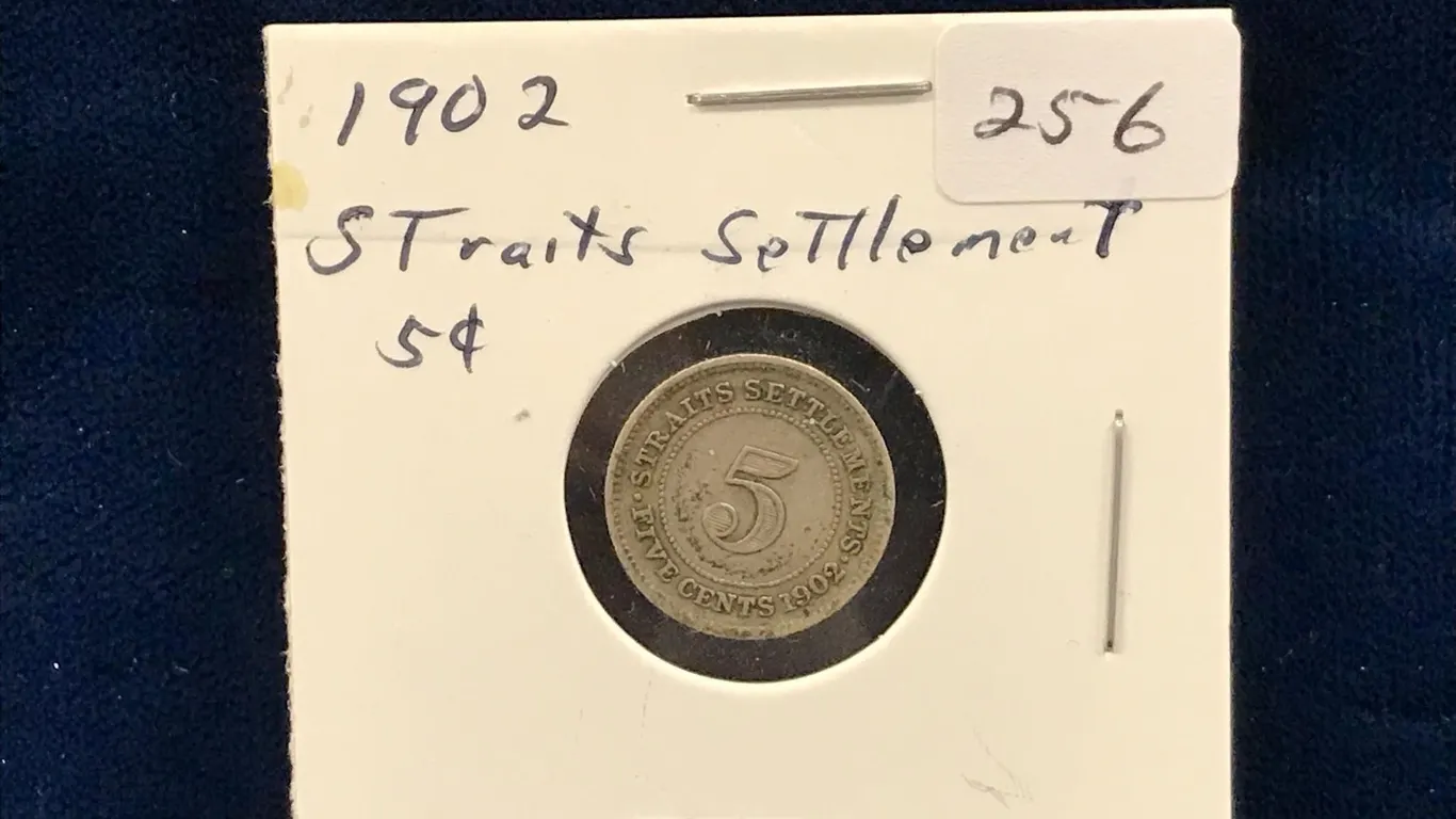 1902 Straits Settlement Silver 5 Cent Piece