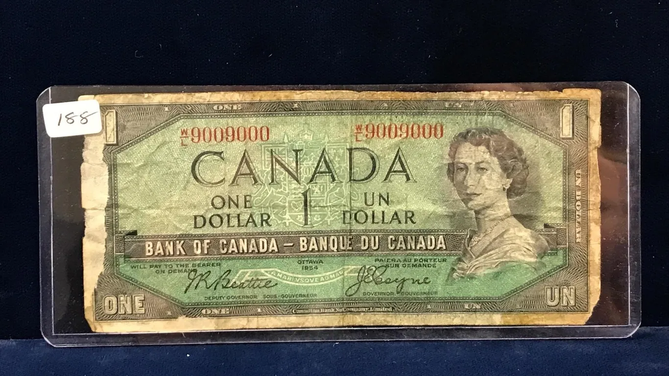 1954 Can $1 Bank Note Serial # 9009000