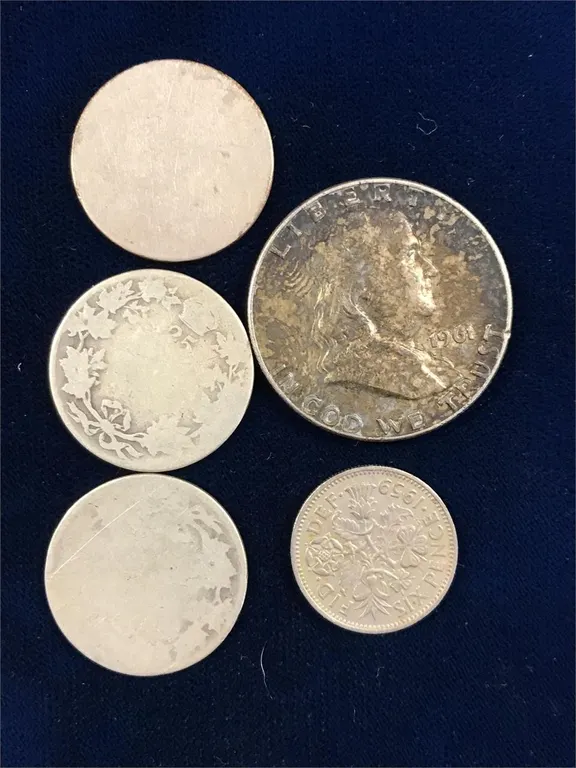 5 Silver coins assorted