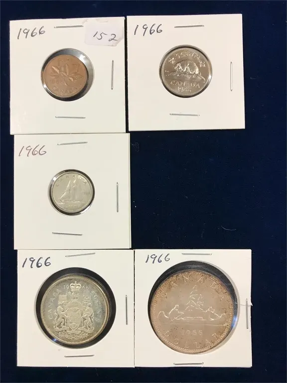 1966 Canadian Silver Coins. 5 coins only