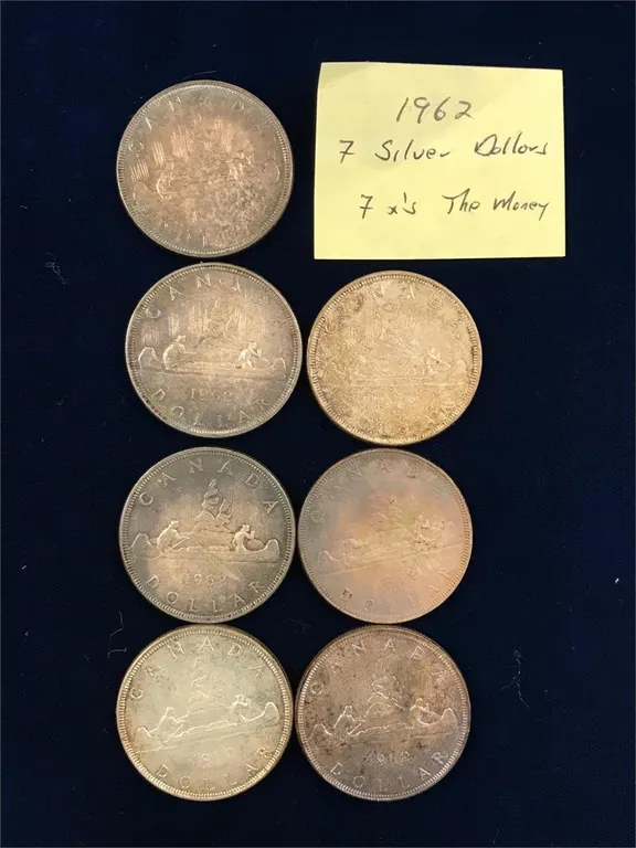 7 - 1962 Canadian Silver Dollars