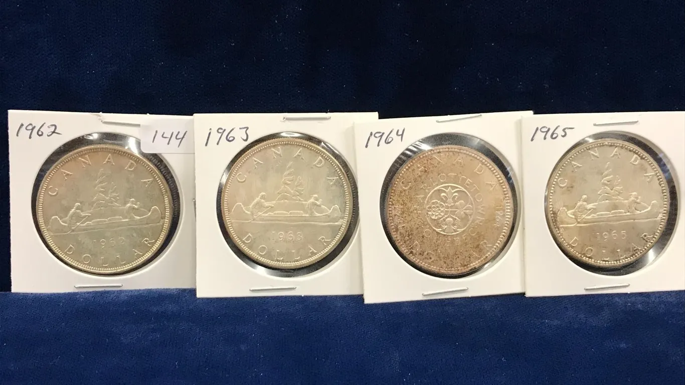4 - 1962, 63, 64, 65 Canadian Silver Dollars