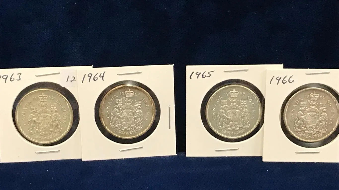 1963, 64, 65, 66 Can Silver 50 cent pieces