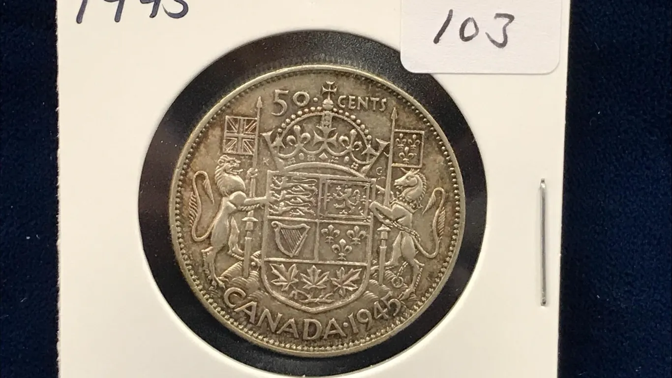1945 Can Silver 50 cent piece