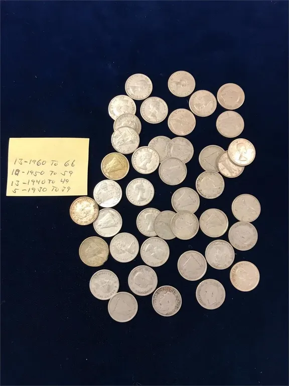 41 Canadian Silver ten cent pcs 1939-1966