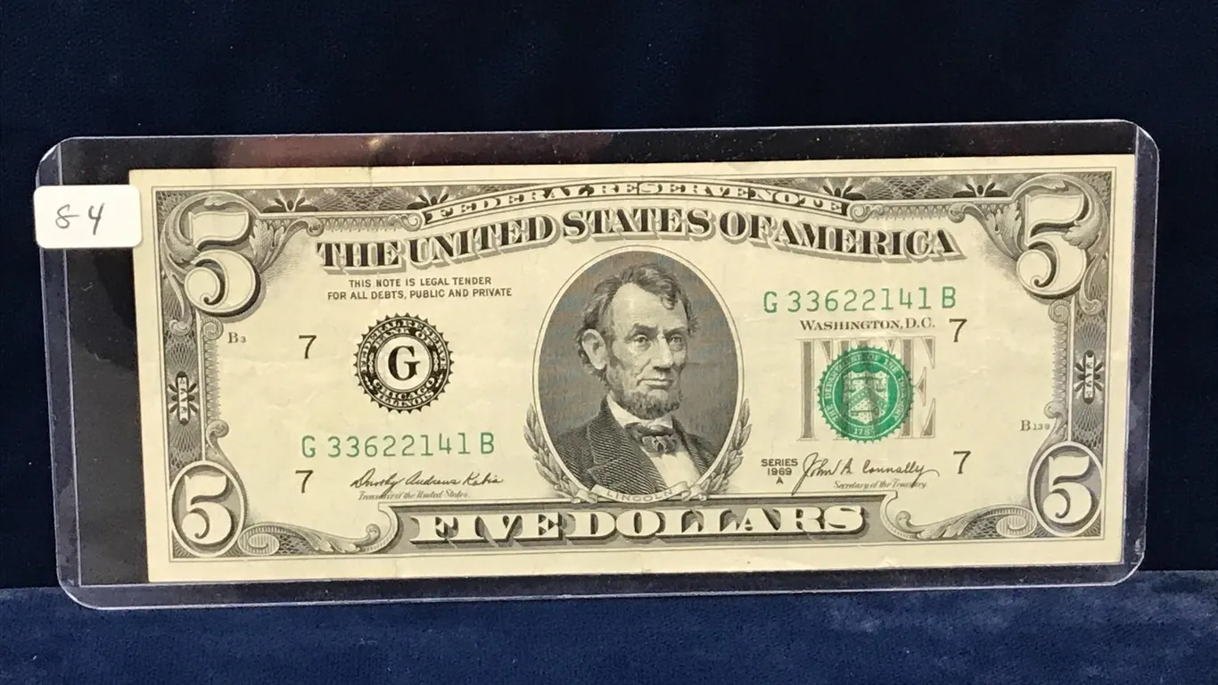 1969 USA $5 Bank Note