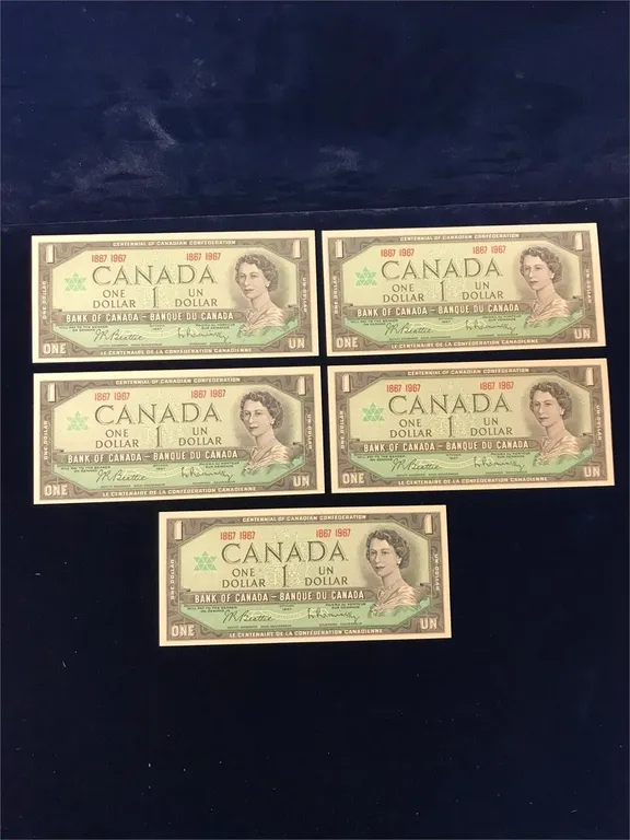 Five 1967 Com. Can $2 Bank Notes Uncirculated