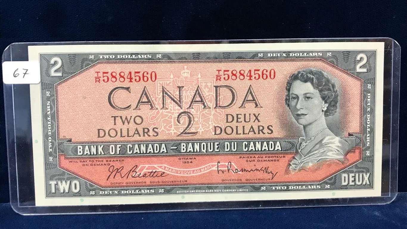 1954 Bank of Can $2 Bank Note Unc