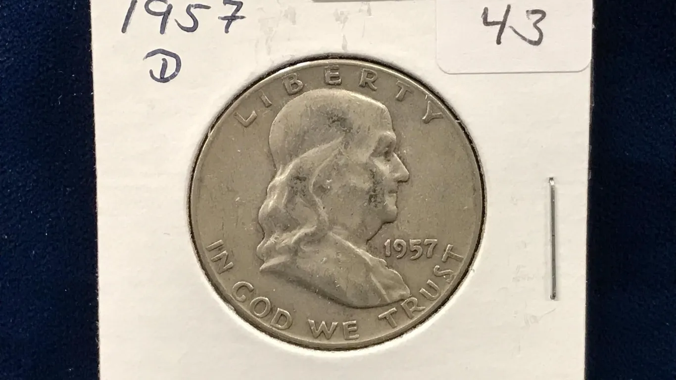 1957 D USA Franklin Silver Half Dollar