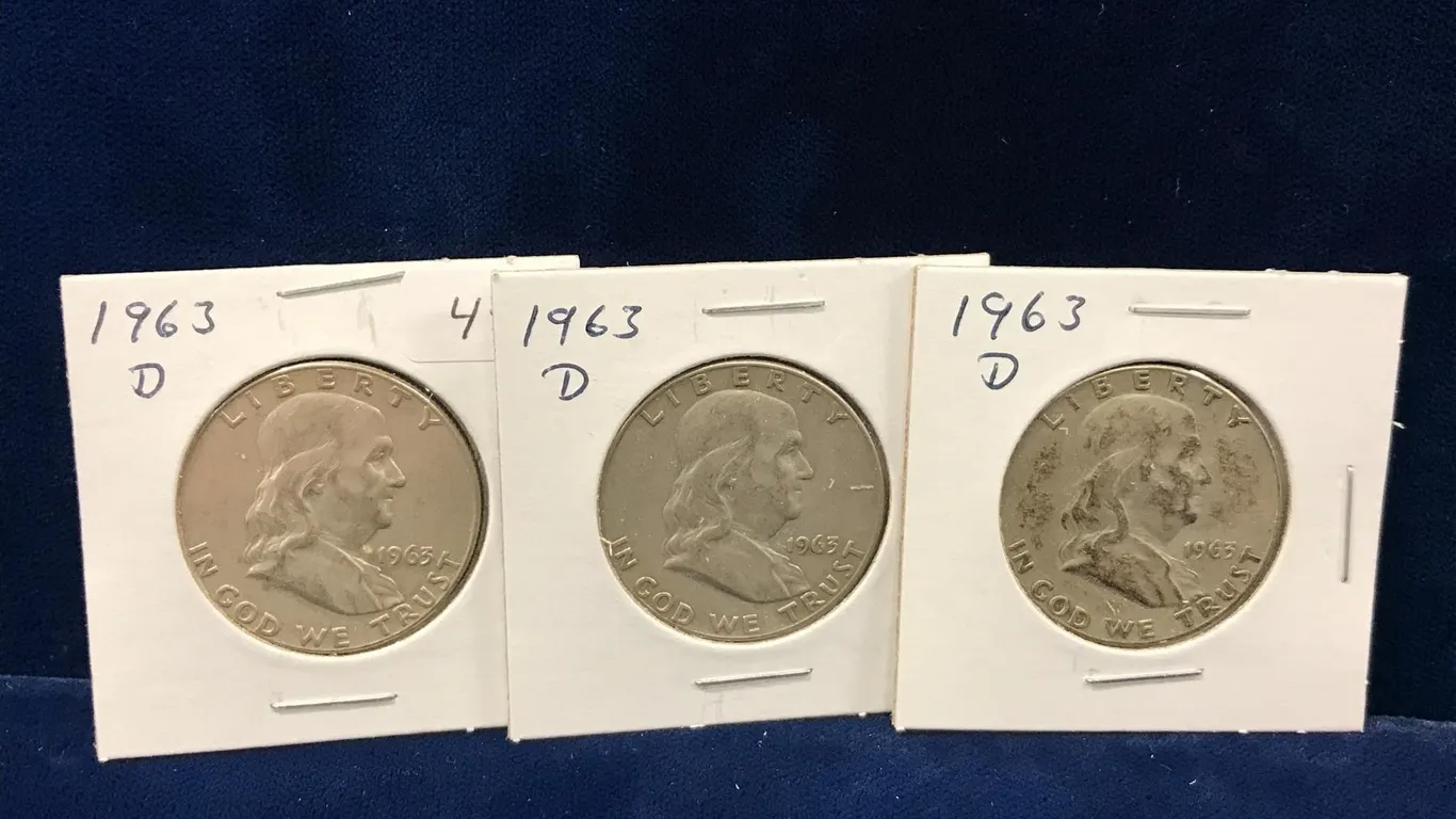 1963 D USA Franklin Silver Half Dollars