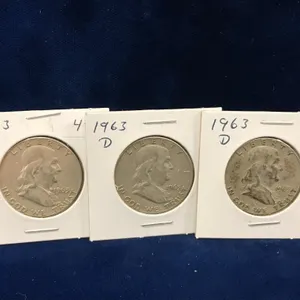 1963 D  USA Franklin Silver Half Dollars