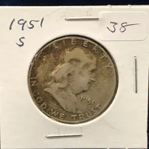 1951 S  USA Franklin Silver Half Dollar