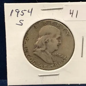 1954 S  USA Franklin Silver Half Dollar