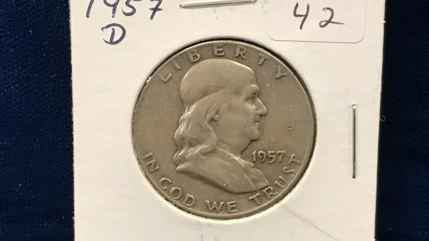 1957 D USA Franklin Silver Half Dollar