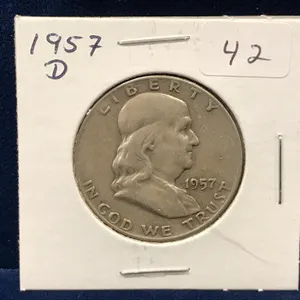 1957 D  USA Franklin Silver Half Dollar