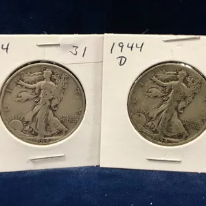1944 D  USA Liberty Walking Silver Half Dollars