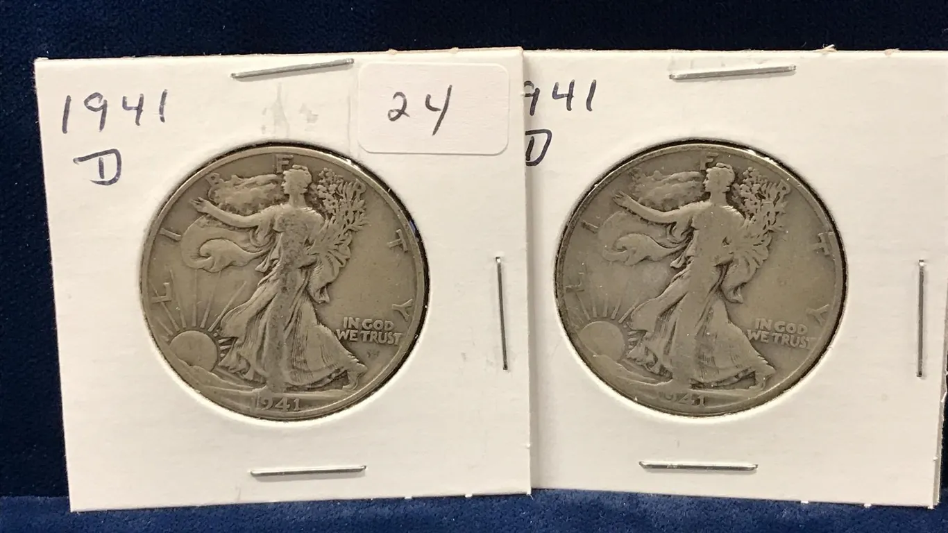 1941 D USA Liberty Walking Silver Half Dollars