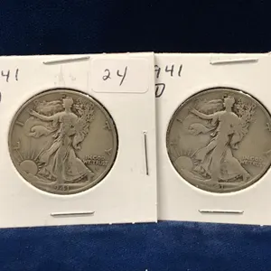 1941 D  USA Liberty Walking Silver Half Dollars