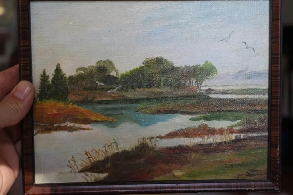 Framed Landscape Oil Painting, Signed E. Byrne