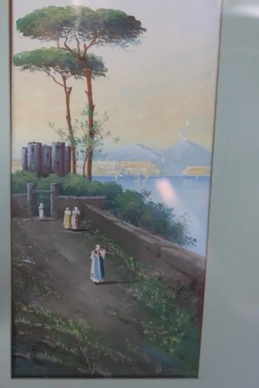 Framed Gilt Italian Bay Landscape Painting