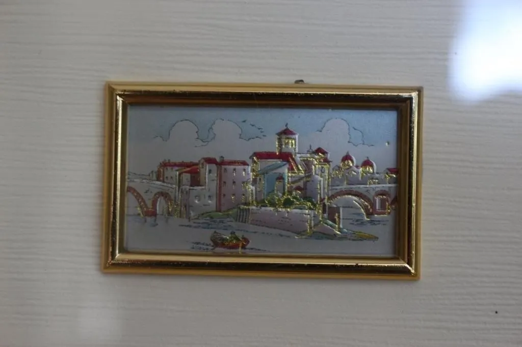 Small Gold-Framed Foil Art Cityscape Picture