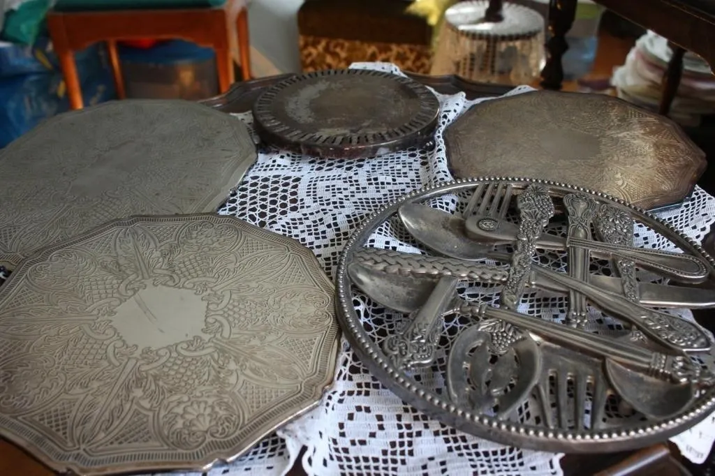 Silver-Plate Trays & Flatware Lot