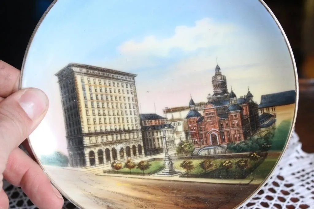 Souvenir Plate with Cityscape & Courthouse View